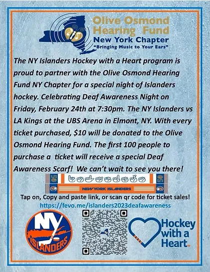 A flyer for the new york chapter of the ny islanders hockey with a heart.