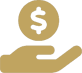 A hand holding a coin with dollar sign on it.