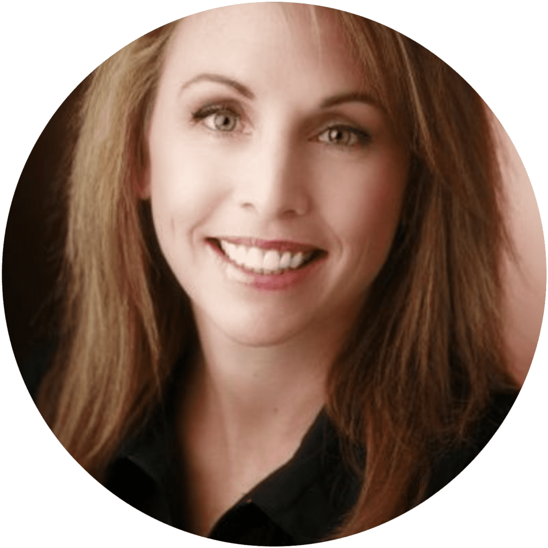 Smiling woman with long brown hair.